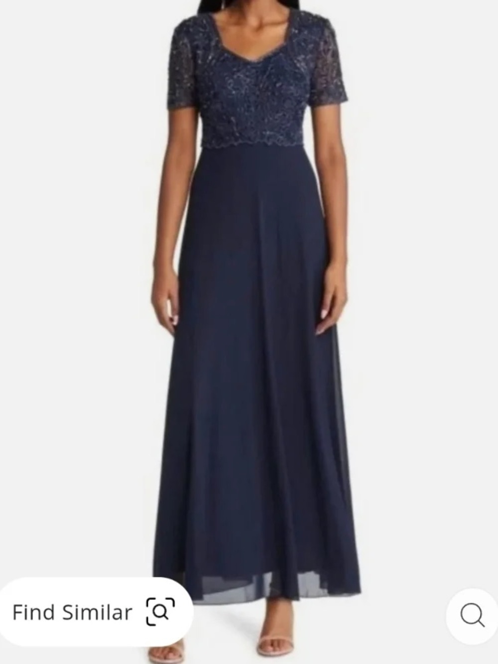 NWT Pisarro Nights Beaded Bodice Gown Navy Blue Formal Mother of the Bride 6